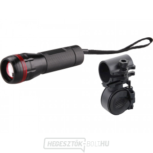 3W CREE LED-es zseblámpa kerékpártartóval, 120lm, 100m hatótávolság, ZOOM funkció, 3x AAA