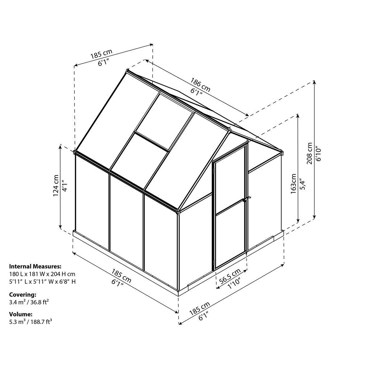Polikarbonát üvegház Palram multiline 6x6 Előnézet 