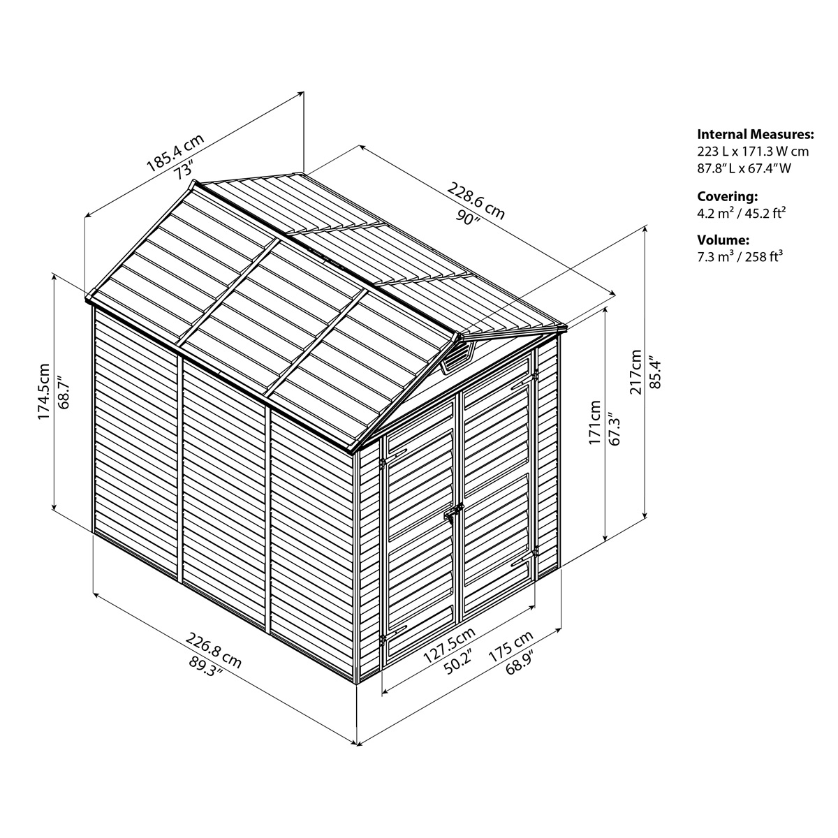 Kerti ház Tetőablak 6x8 barna Előnézet 