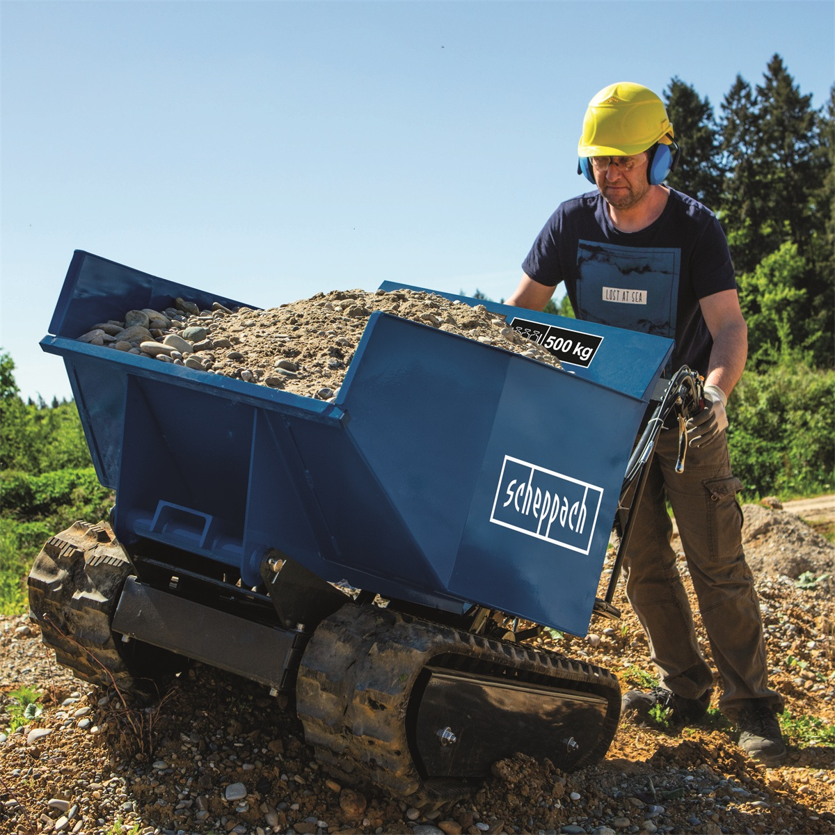 Scheppach DP 5000 500 kg-os szalagszállító hidraulikus billenőszalaggal  Előnézet 