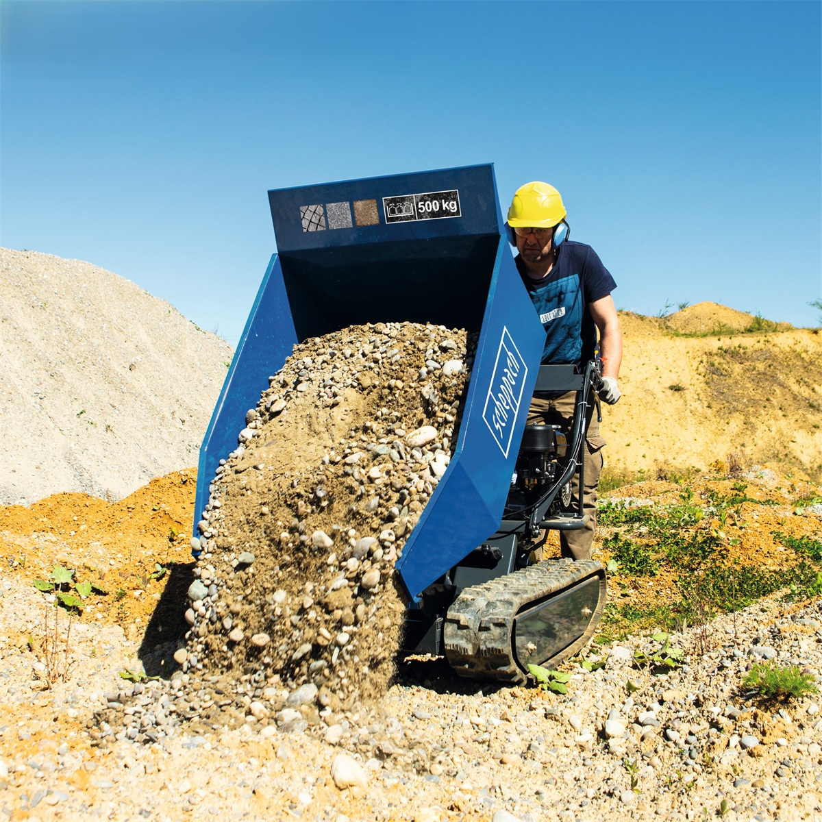 Scheppach DP 5000 500 kg-os szalagszállító hidraulikus billenőszalaggal  Előnézet 