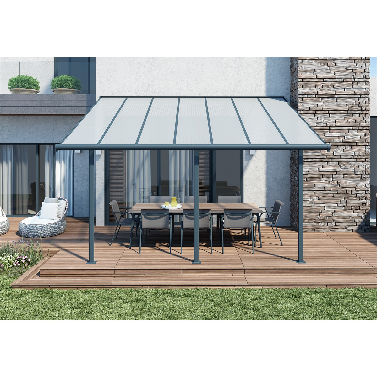 Sierra 4200 szürke 3 x 4,25 - alumínium (előregyártott) pergola Előnézet 