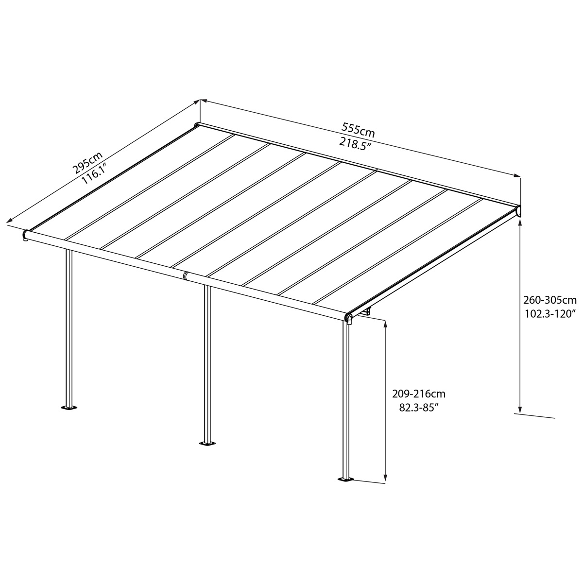 Sierra 5400 Antracit 3 x 5,46 - alumínium (összeszerelt) pergola Előnézet 