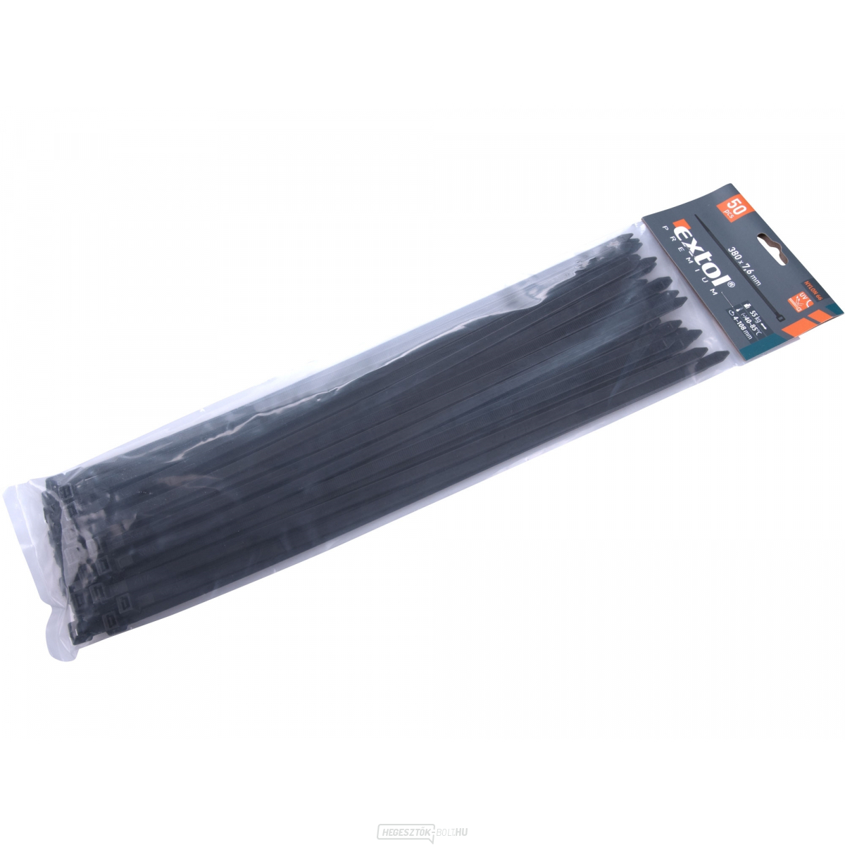 Szalagok fekete, 380x7,6mm - 50 db
