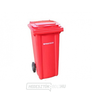 piros műanyag 120 literes, kerekes tárolóedény