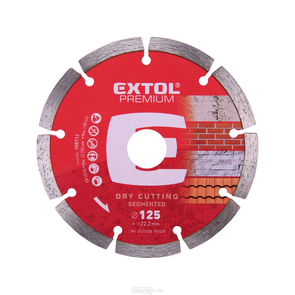 Gyémánt vágókorong szegmentált, 125x22,2mm, száraz vágás