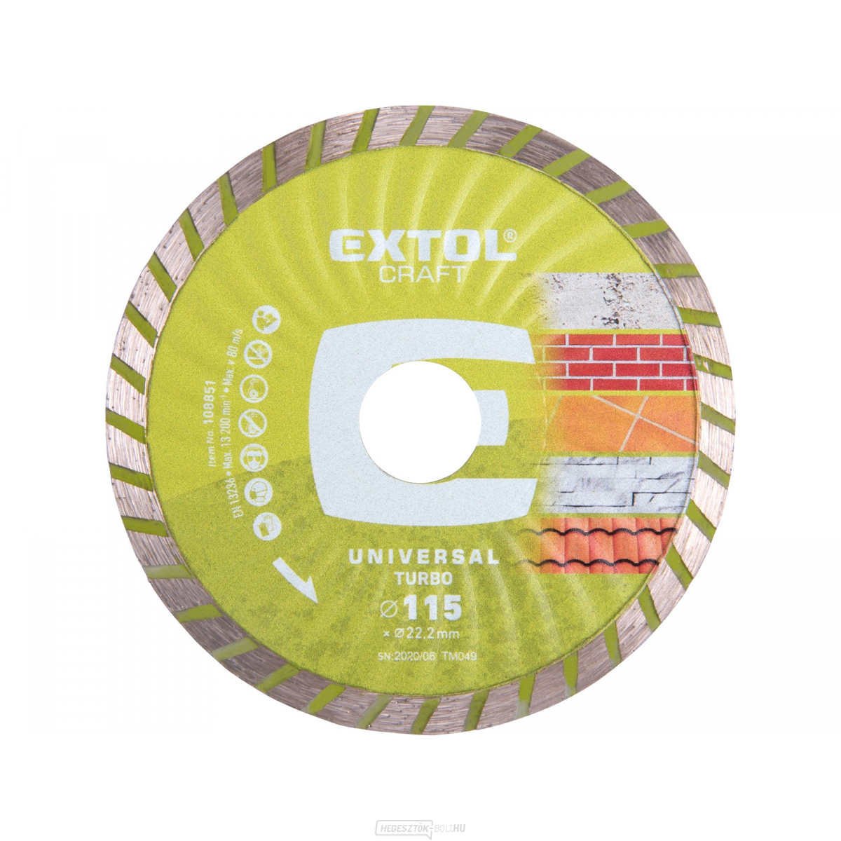 Gyémánt vágókorong turbó, 115x22,2mm, száraz és nedves vágás