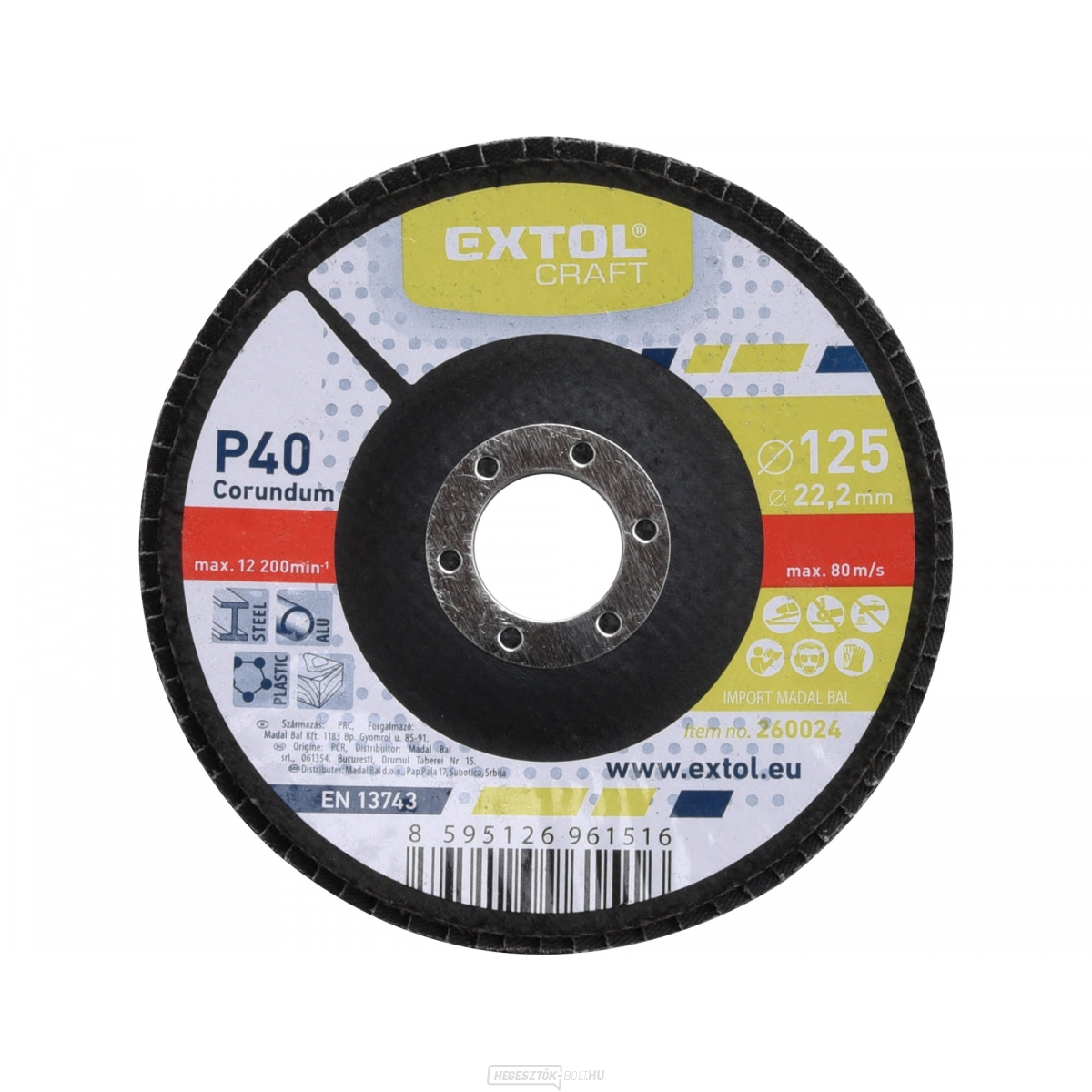 Korund szögletes penge 125mm, szemcsés. P40