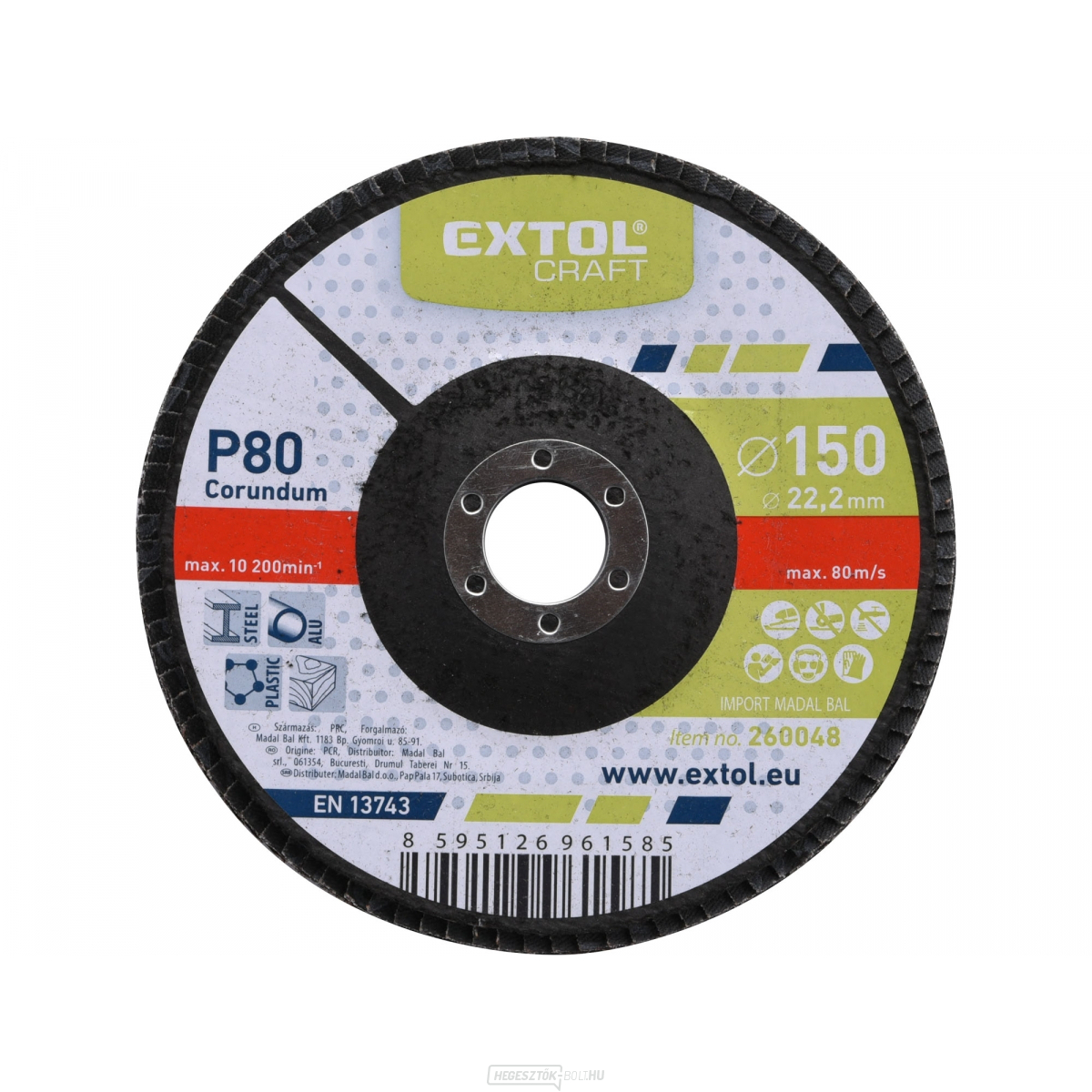 Szögletes korund penge 150mm, szemcsés. P80