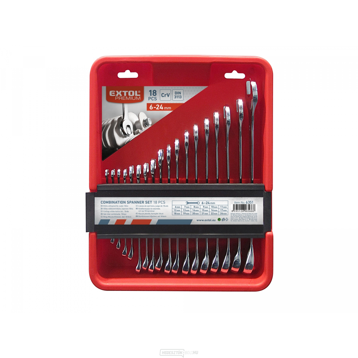 Csavarkulcsok, 18 darabos készlet, CrV