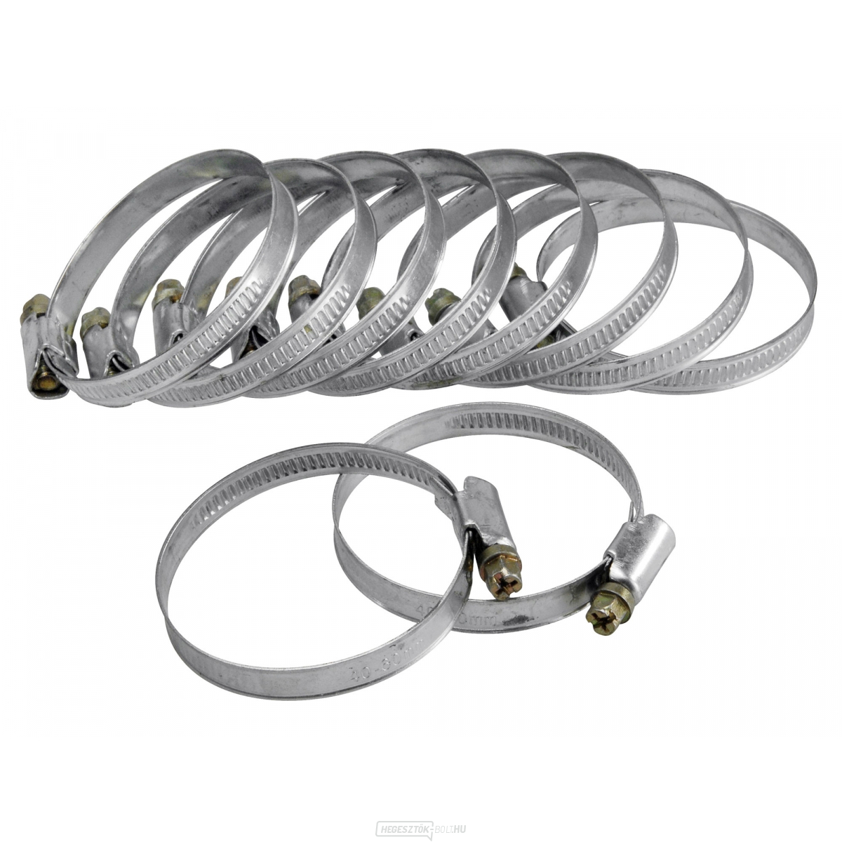 Tömlőbilincsek, 10 darabos csomag, 40-60mm