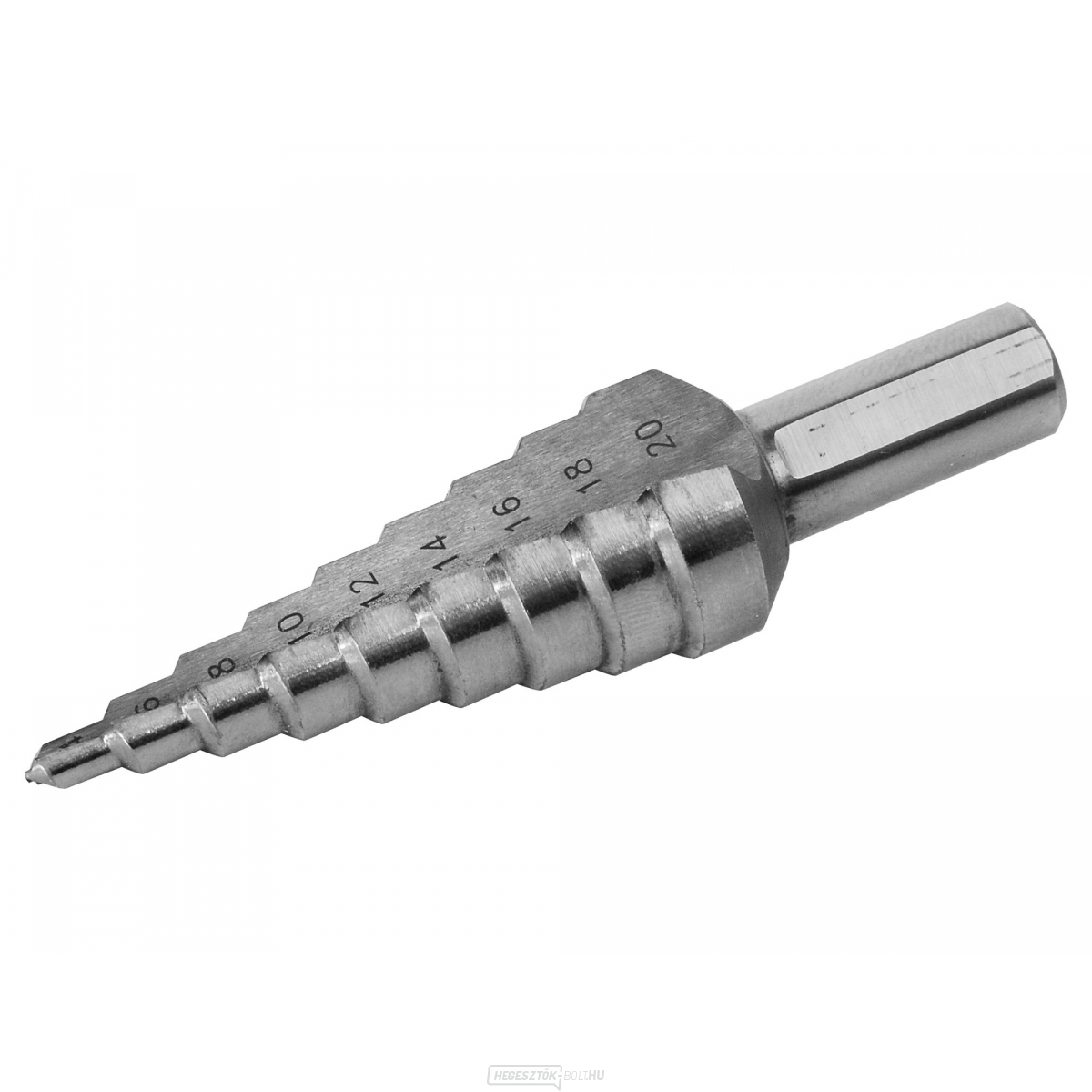 Lépcsős fúrószár, ∅ 4-12mm, 1mm-es lépések, 9 furat, szár O 6mm, hossz 65mm, HSS