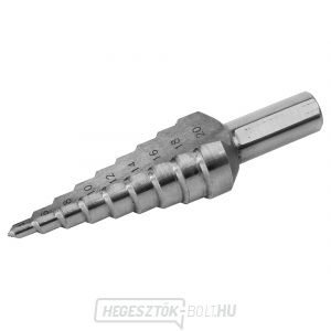 Lépcsős fúrószár, ∅ 4-12mm, 1mm-es lépések, 9 furat, szár O 6mm, hossz 65mm, HSS gallery main image