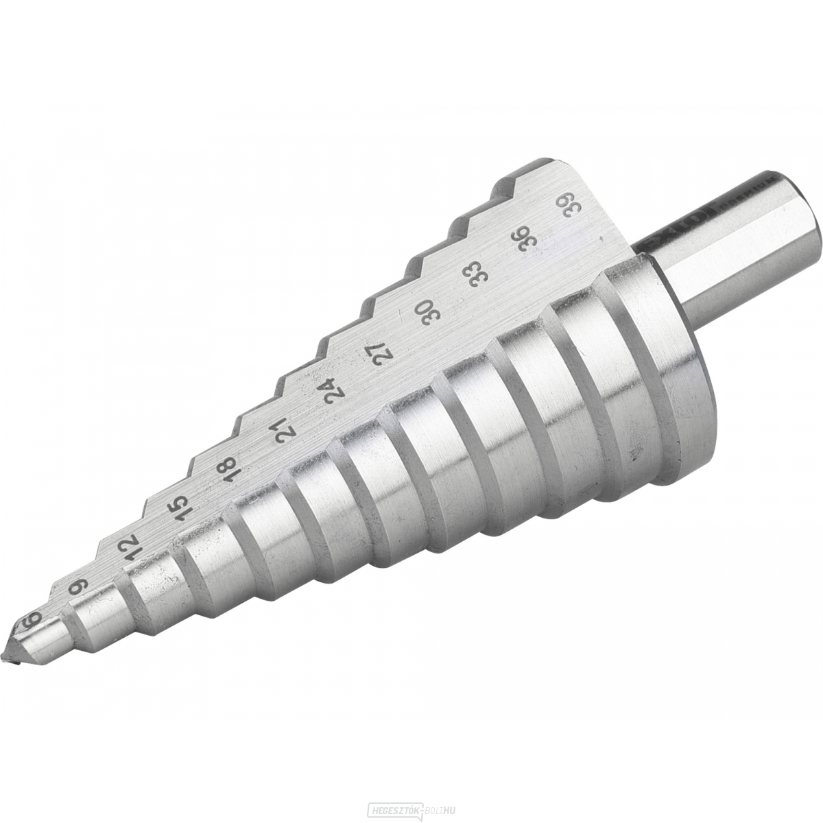 Lépcsős fúró, ∅ 6-39mm, 3mm-es lépések, 12 furat, szár ∅ 12mm, hossza 101mm, HSS