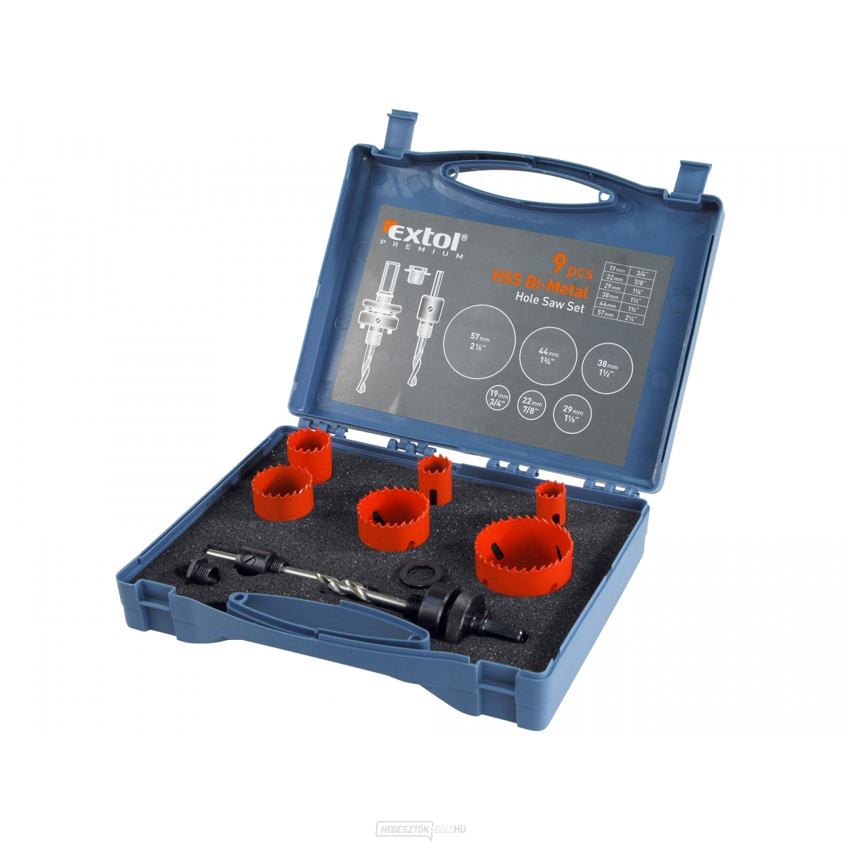 Koronafúrószár, vízvezeték, 9 darabos készlet, HSS/Bi-fém Koronafúrószár, vízvezeték, 9 darabos készlet, HSS/Bi-fém gallery main image