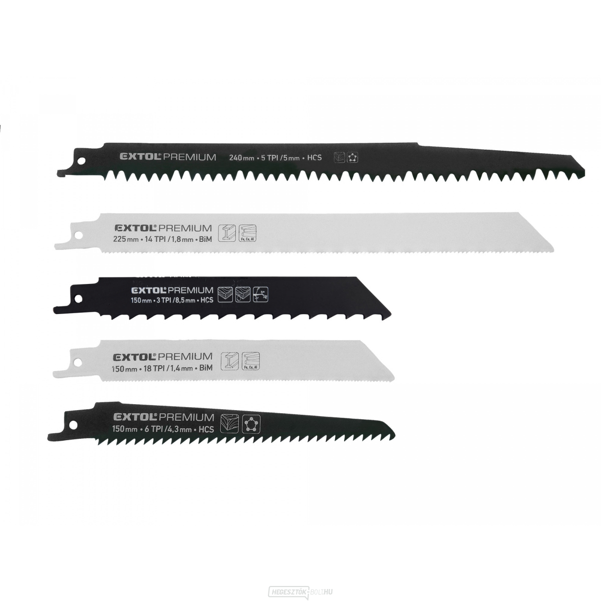 Fűrészlapok a fűrészhez - pengék keveréke, 5 darabos készlet, HCS, BIM Fűrészlapok a fűrészhez - pengék keveréke, 5 darabos készlet, HCS, BIM gallery main image
