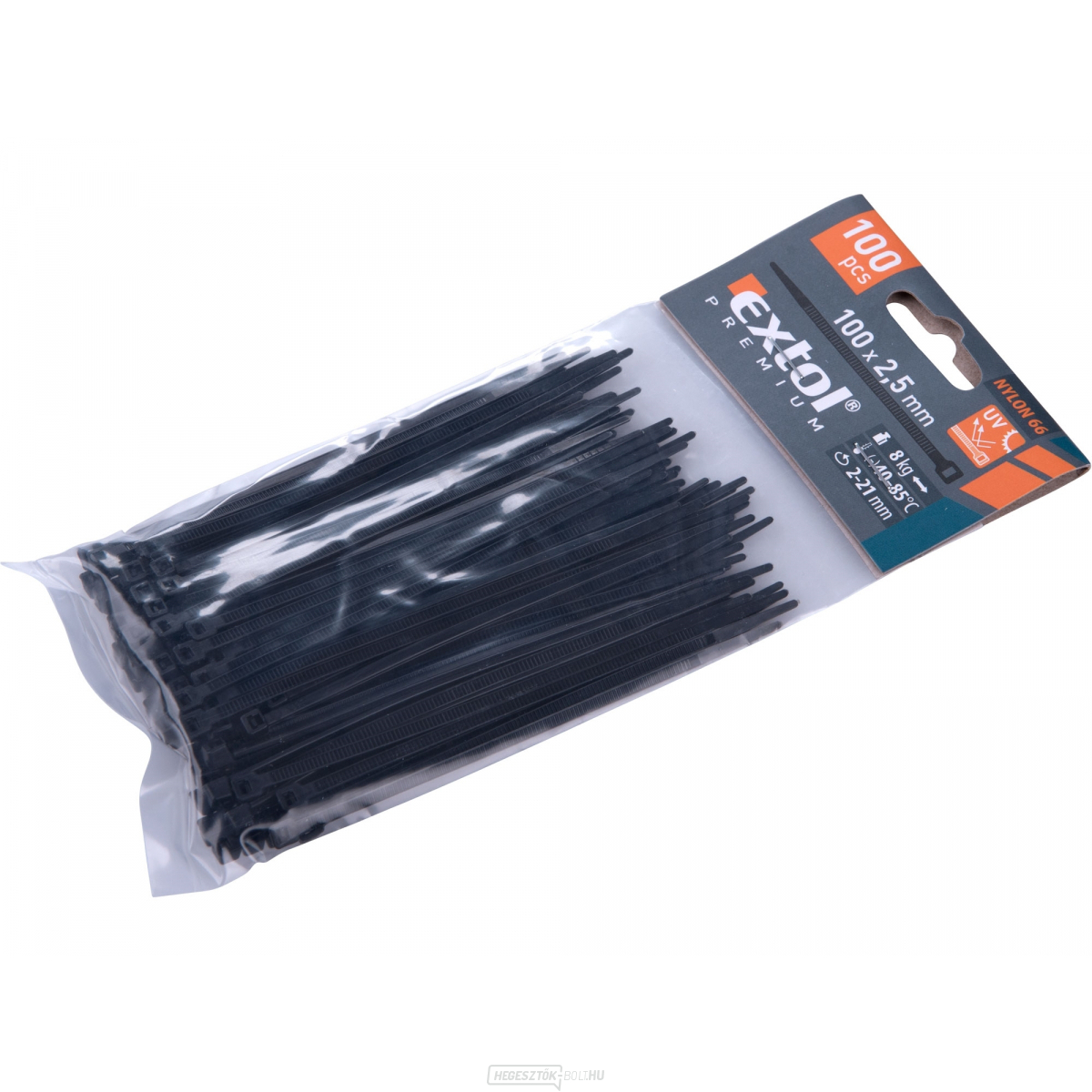 Kábelkötegelő fekete, 100x2,5mm, nejlon PA66 - 100db