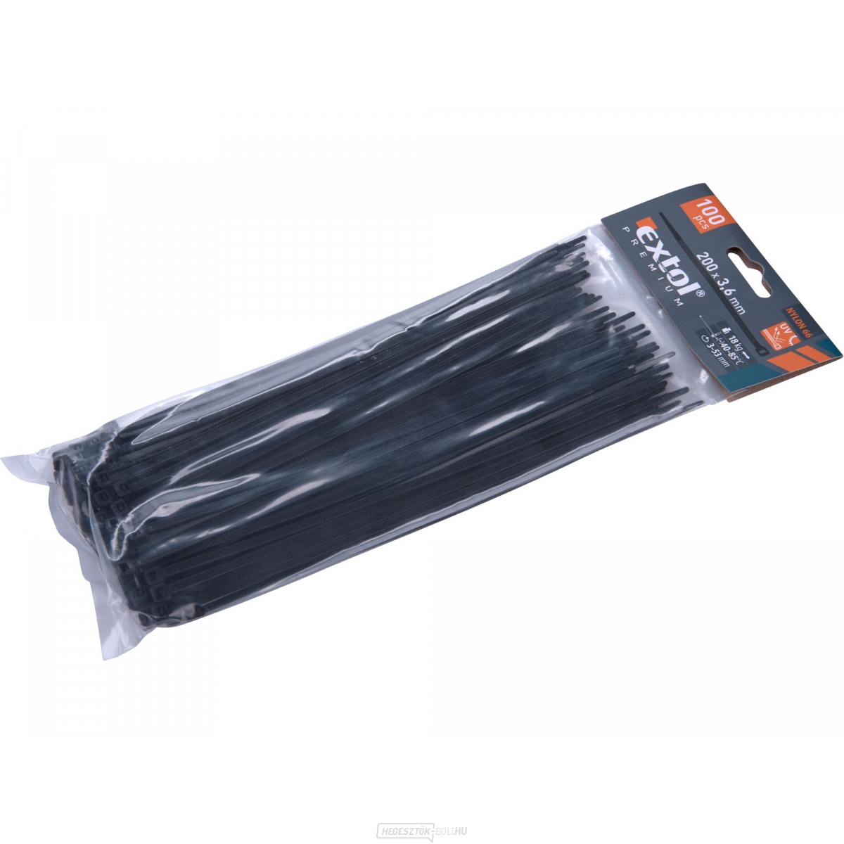 Szalagok fekete, 200x3,6mm - 100 db 