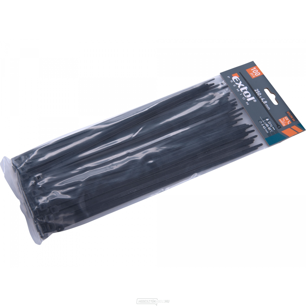 Szalagok fekete, 250x4,8mm - 100 db