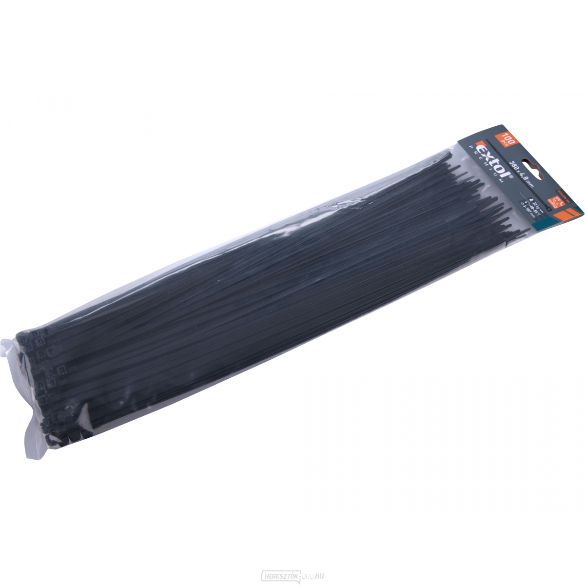 Szalagok fekete, 380x4,8mm - 100 db