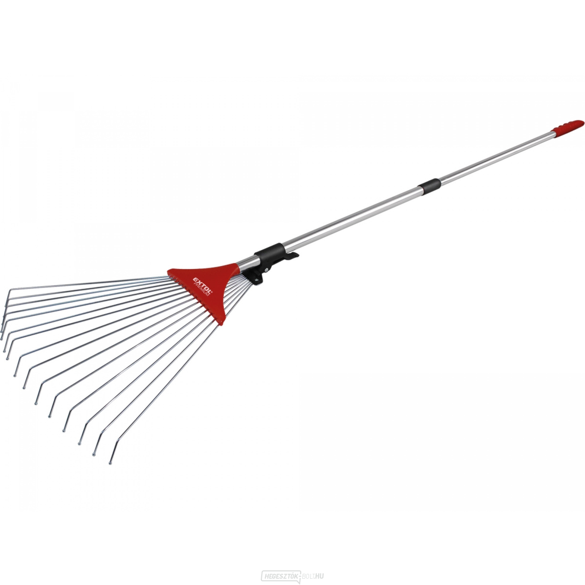 Állítható gereblye teleszkópos nyéllel, hossza 80-158cm, szélessége 18-59cm