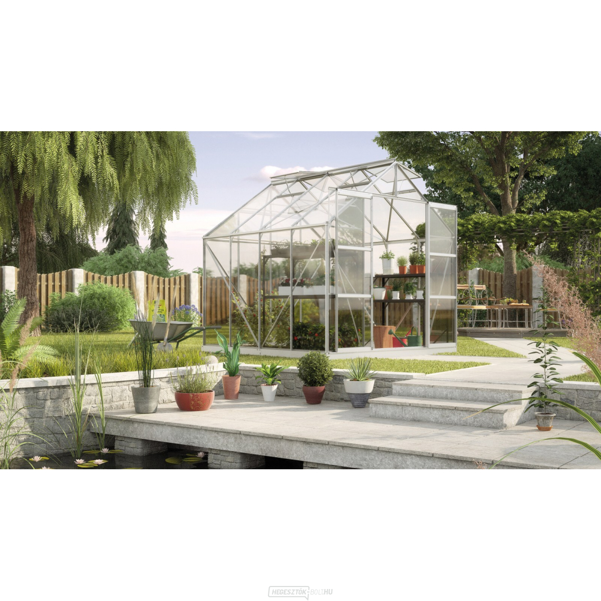 Üvegház VITAVIA URANUS 6700 tiszta üveg 3 mm ezüst