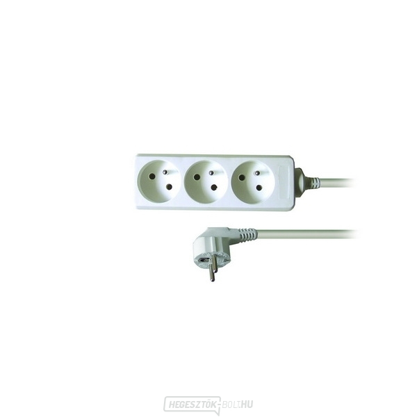 Solight hosszabbítókábel, 3 aljzat, fehér, 1,5m