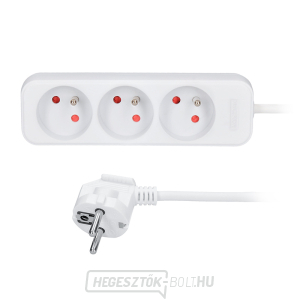 Solight hosszabbító kábel, 3 aljzat, fehér, 2m Solight hosszabbító kábel, 3 aljzat, fehér, 2m gallery main image