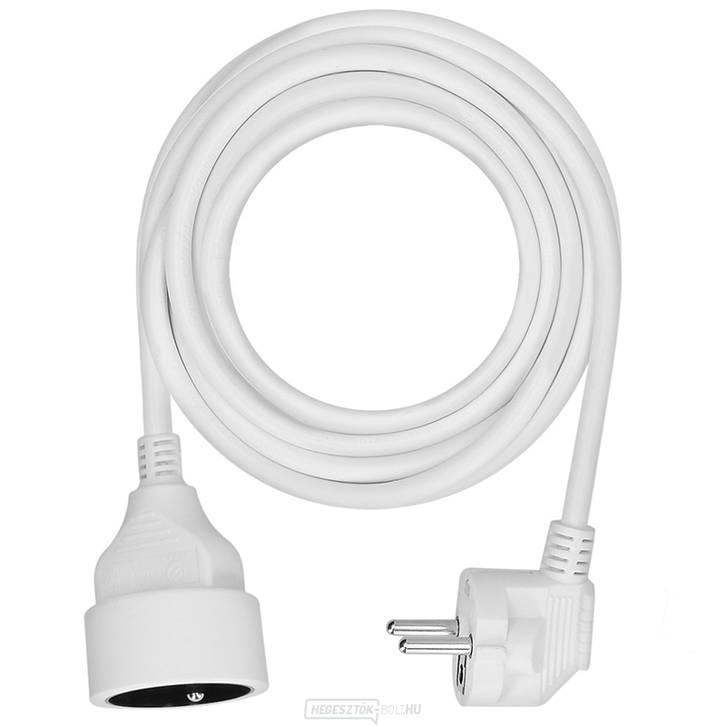 Solight hosszabbító kábel - csatlakozó, 1 aljzat, 5m, 3 x 1mm2, fehér