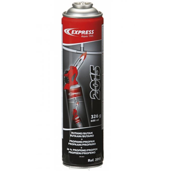 Gas Express 2015 - 326 g ( 600 ml) bután-propán 36% propilén/propilén 7/16" menettel