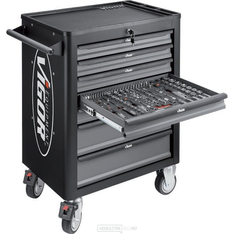 Szerelőkocsi kéziszerszámokkal VIGOR V4219