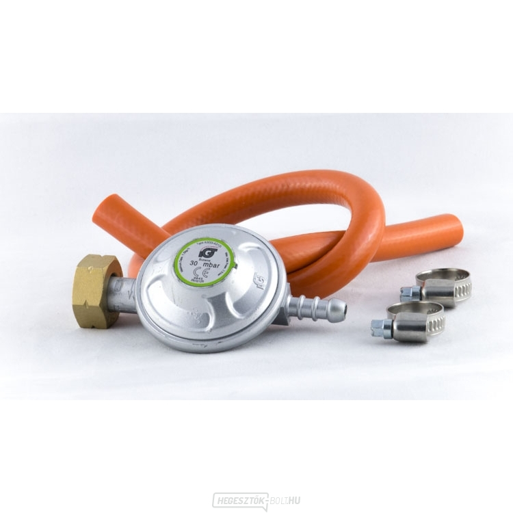 30 mbar szabályozó és 8mm/50cm-es tömlő klipszekkel 30 mbar szabályozó és 8mm/50cm-es tömlő klipszekkel gallery main image