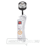 Solight hosszabbító kábel, 3 aljzat, fehér, kapcsoló, 3m Előnézet 