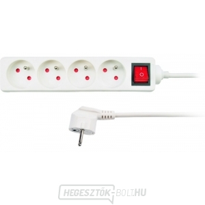 Solight hosszabbító kábel, 4 aljzat, fehér, kapcsoló, 7m Solight hosszabbító kábel, 4 aljzat, fehér, kapcsoló, 7m