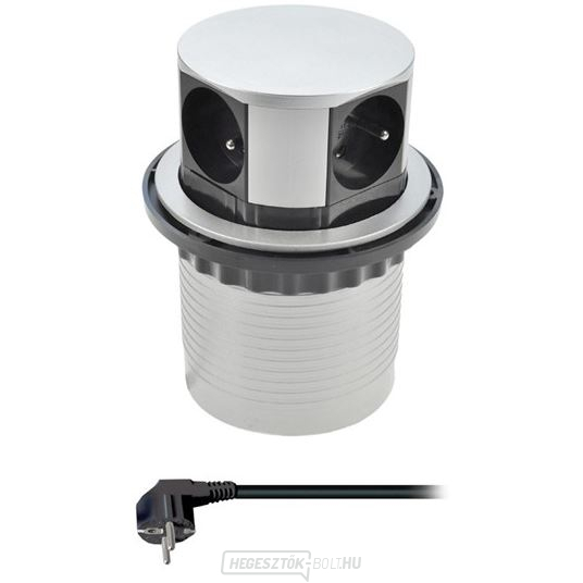 Solight hosszabbítókábel, 4 aljzat, ezüst, 1,5m, kerek