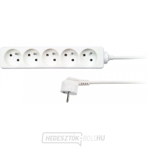 Solight hosszabbító kábel, 5 aljzat, fehér, 5m Solight hosszabbító kábel, 5 aljzat, fehér, 5m