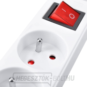 Solight hosszabbító kábel, 6 aljzat, fehér, kapcsoló, 1,5m Előnézet 