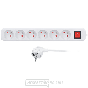 Solight hosszabbító kábel, 6 aljzat, fehér, kapcsoló, 3m Solight hosszabbító kábel, 6 aljzat, fehér, kapcsoló, 3m gallery main image