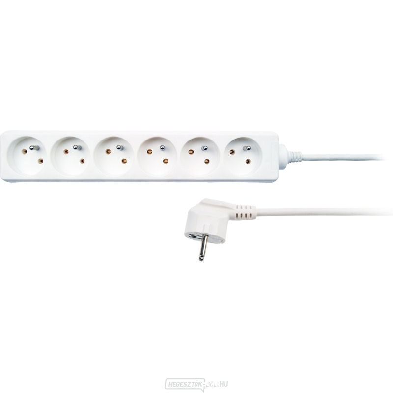 Solight hosszabbítókábel, 6 aljzat, fehér, 1,5m