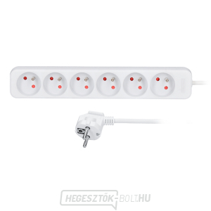 Solight hosszabbítókábel, 6 aljzat, fehér, 1,5m Solight hosszabbítókábel, 6 aljzat, fehér, 1,5m gallery main image
