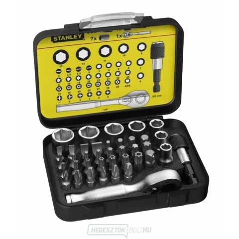 1/4" bit és foglalat készlet Stanley mini racsnival - 39db