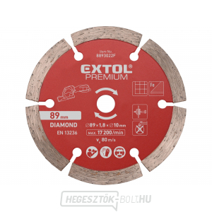 Gyémánttárcsa, vágó, szegmentált, ∅89x1,0x10mm Gyémánttárcsa, vágó, szegmentált, ∅89x1,0x10mm gallery main image