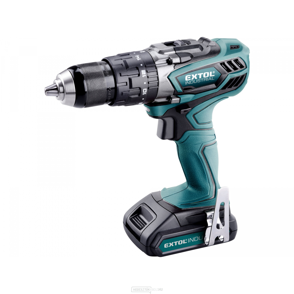 Akkus ütvefúró EXTOL Industrial 18V Li-ion, 4 pólusú motor, 2000mAh