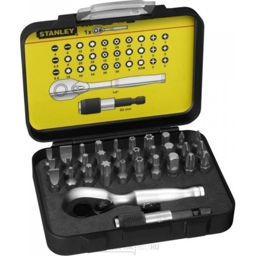 1/4" 32 darabos bitkészlet Stanley mini racsnival