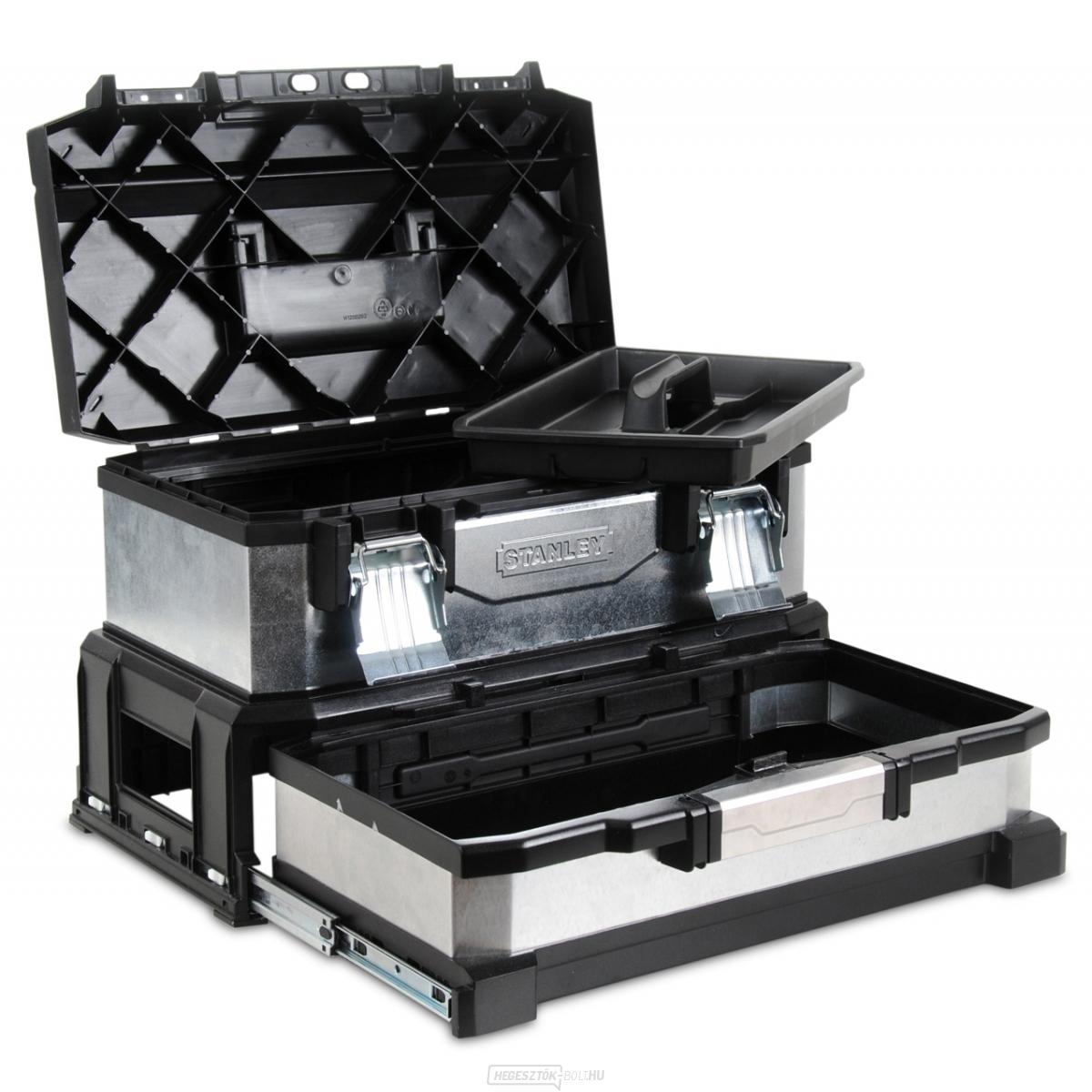 Fém szerszámos láda fiókkal, horganyzott Stanley Fém szerszámos láda fiókkal, horganyzott Stanley gallery main image