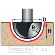 Kör alakú (domború) marószerszám fához, R6,3xD12,7xH10, szár 8mm Előnézet 