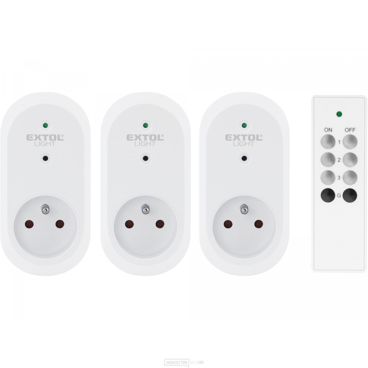 Távirányítós aljzat 3db, alapkészlet távirányítóval, hatótávolság 30m