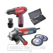 12V-os akkus fúrógép és 125mm-es sarokcsiszoló készlet műanyag dobozban 12V-os akkus fúrógép és 125mm-es sarokcsiszoló készlet műanyag dobozban náhled