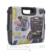 Akkus fúrócsavarhúzó EXTOL 12V Li-ion szerszámokkal, 46 db-os készlet náhled