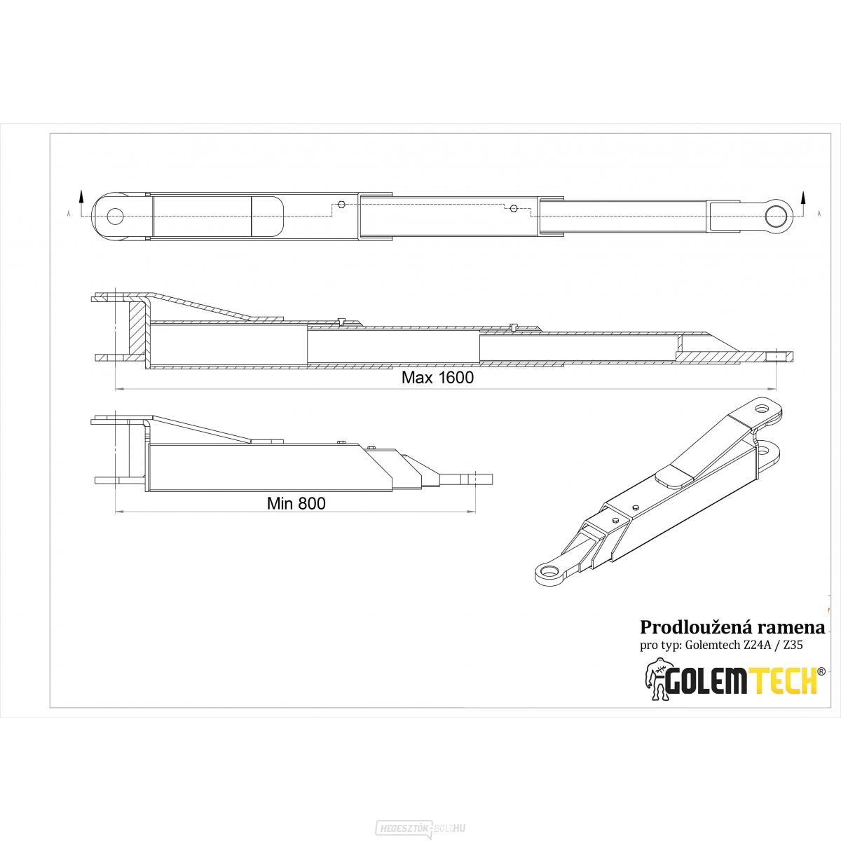 Háromrészes meghosszabbított karok - 2db Háromrészes meghosszabbított karok - 2db gallery main image